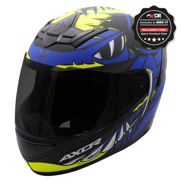 Axor Axor rage full face helmet - python blue yellow black matt - large